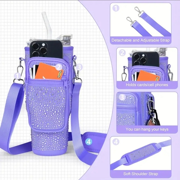 Hold your 40oz handle tumbler!! Beautiful CZs everywhere!! Only one in stock!! - Picture 2 of 4